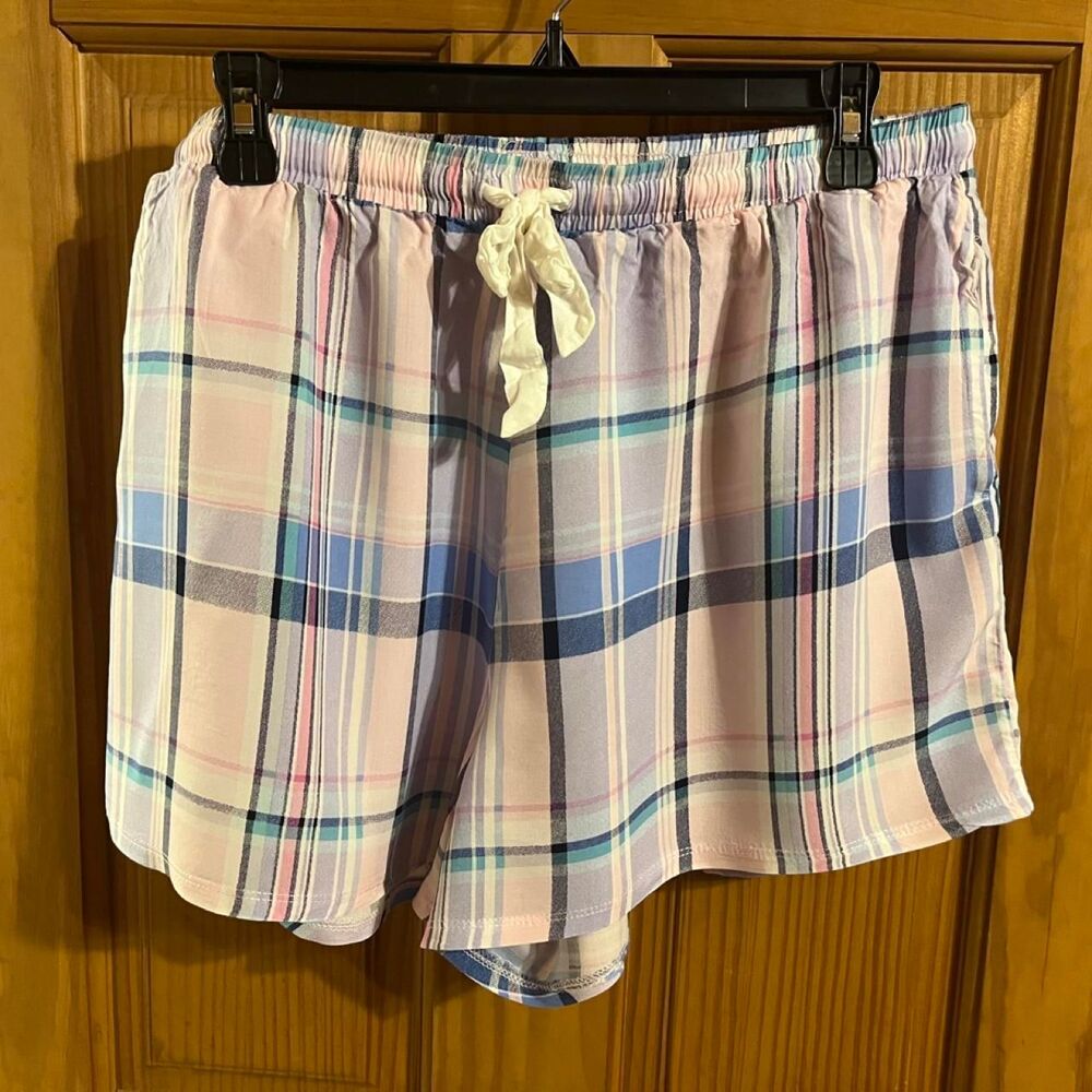 Women's Pastel Plaid Pajama Shorts Size L